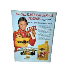 1987 Pennzoil Rick Mears Racing Motor Oil Original Print Ad vintage 80s